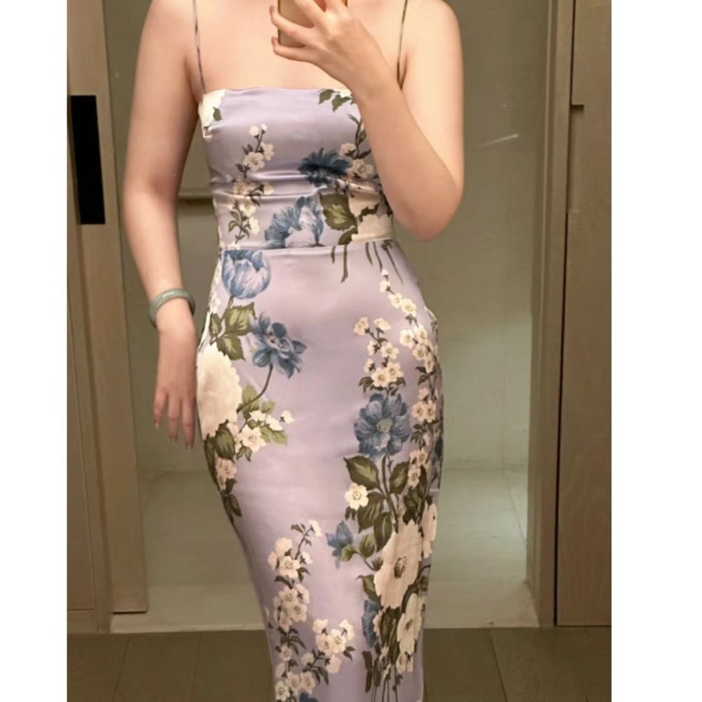 Reformation Frankie Silk Dress Garden Soiree